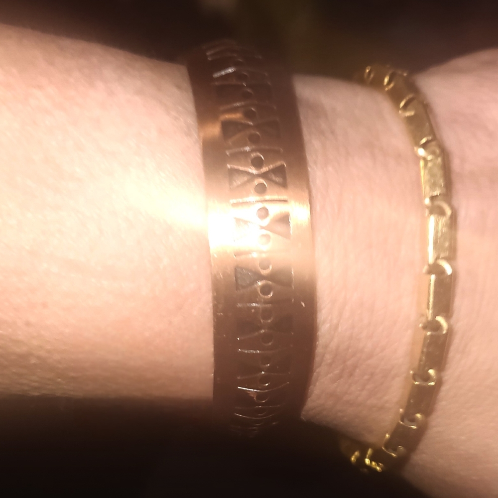 Solid Copper Cuff Bracelet With Black Tribal Desi… - image 6